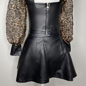 Leather mini  skater skirt